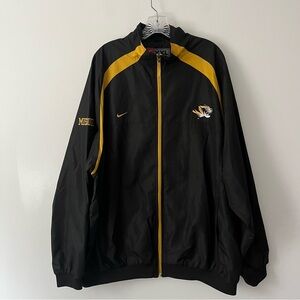 Vintage Y2K Nike Missouri Tigers Black Full Zip Vented Windbreaker Jacket XXL